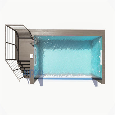 AUPOOL Serie 2000L Entrenador de contracorriente estándar con piscina transparente lateral larga