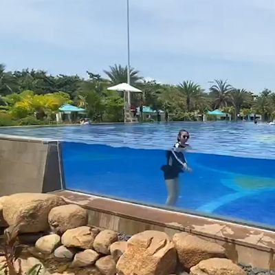 Formación en instalación de ventanas acrílicas de tamaño personalizado para piscinas submarinas residenciales