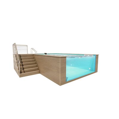 Janela de la piscina transparente Contenedor prefabricado con marco de acero Piscina para nadar por encima del suelo