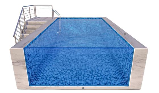 Janela de la piscina transparente Contenedor prefabricado con marco de acero Piscina para nadar por encima del suelo