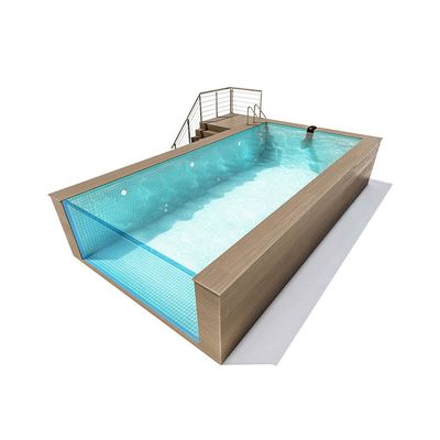 Janela de la piscina transparente Contenedor prefabricado con marco de acero Piscina para nadar por encima del suelo
