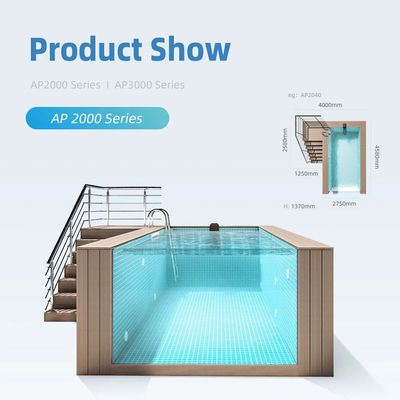 Seguridad sólida con paneles de vidrio transparente sin fin con piscina familiar en el exterior