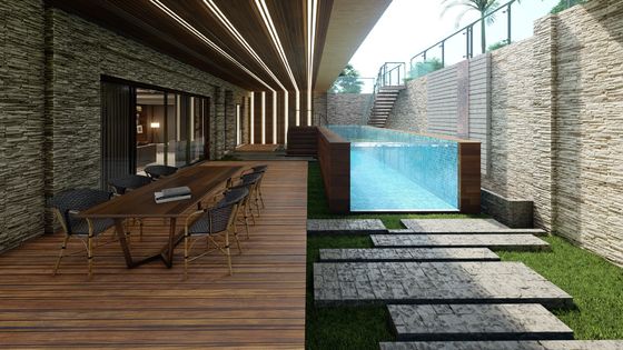 24m3 Capacidad de agua de la piscina Panel transparente de plástico acrílico para la ventana de la piscina