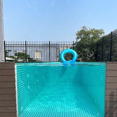 Villa patio trasero personalizado exterior de gran tamaño piscina acrílica con panel de hoja