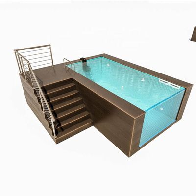 Panel transparente sobre el suelo piscina hecha de material acrílico con diseño moderno