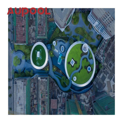 Panel acrílico fundido Dos anillos PVC azul transparente Gran piscina inflable para adultos exterior