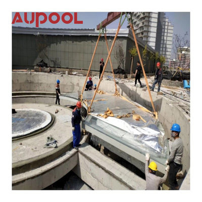 Panel acrílico fundido Dos anillos PVC azul transparente Gran piscina inflable para adultos exterior