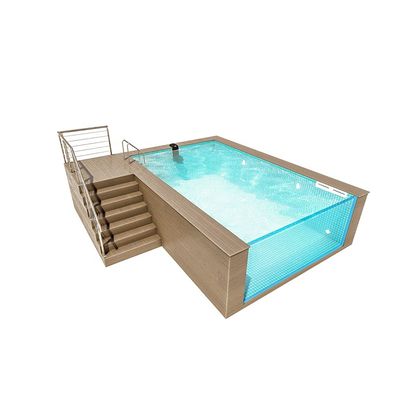 Piscina de lujo modular prefabricada con ventana de paneles acrílicos y paneles de patrón de mosaico