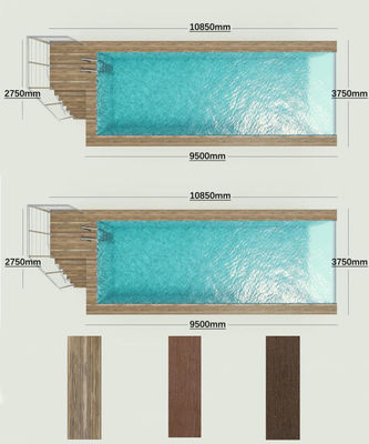 Panel acrílico transparente AUPOOL Piscinas de fibra de vidrio para bebés al aire libre con escalera y bomba de calor para niños