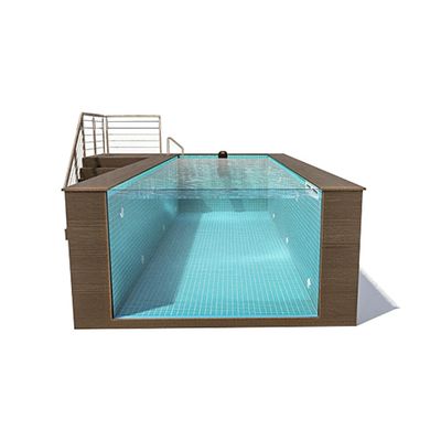 Piscina prefabricada de hoja de pared acrílica clara personalizada con tanque de filtro y diseño marrón