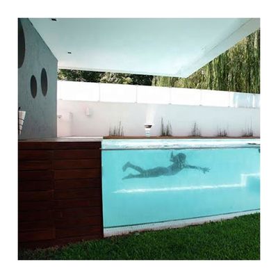 Piscina prefabricada de hoja de pared acrílica clara personalizada con tanque de filtro y diseño marrón