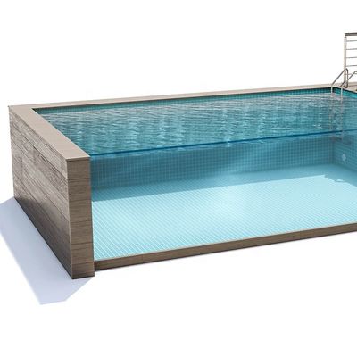 Gran piscina prefabricada de vidrio acrílico transparente para piscinas al aire libre sobre el suelo