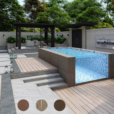Material acrílico de luz sobre el suelo piscina con ventana de la piscina y diseño infinito