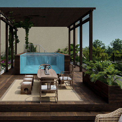 AUPOOL Piscina prefabricada de paneles acrílicos Ventana y contracorriente con bomba Fliter