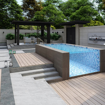 AUPOOL Piscina prefabricada de paneles acrílicos Ventana y contracorriente con bomba Fliter