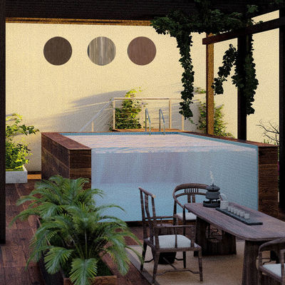 AUPOOL Piscina prefabricada de paneles acrílicos Ventana y contracorriente con bomba Fliter