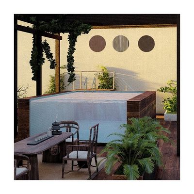 Piscina prefabricada de función interminable con ventana de paneles acrílicos y construcción de acero inoxidable