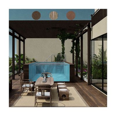 Piscina prefabricada de función interminable con ventana de paneles acrílicos y construcción de acero inoxidable