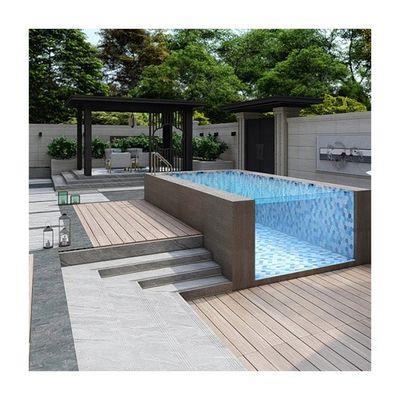 Piscina prefabricada de función interminable con ventana de paneles acrílicos y construcción de acero inoxidable