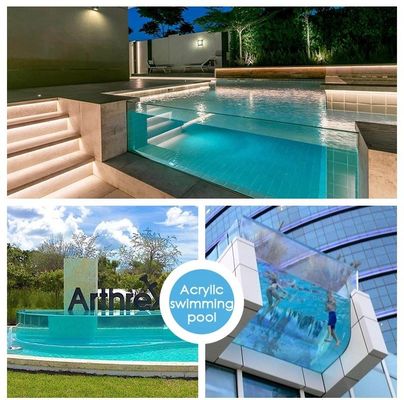 Alta transmisión de luz Villa Piscina de diseño moderno Piscina al aire libre Diafaneidad 93%
