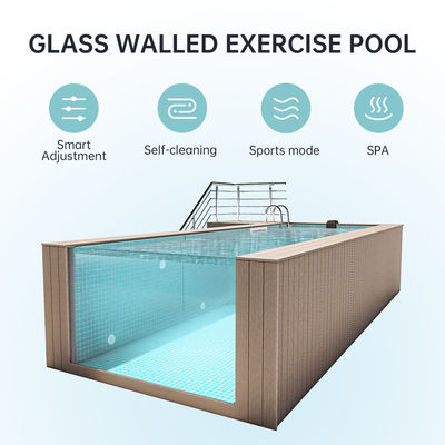 Piscina móvil rectangular de fibra de vidrio de alta transmisión de luz para patio familiar grande