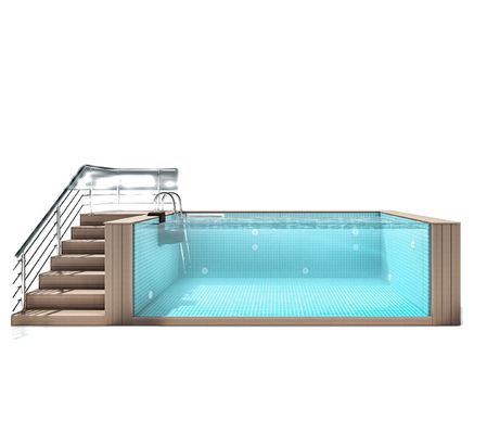 Deportes familiares Piscina sobre el suelo con ventana de paneles acrílicos y construcción de acero inoxidable