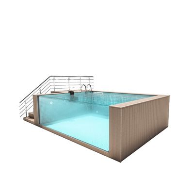 Piscina exterior sobre el suelo con montaje rápido y ventana acrílica