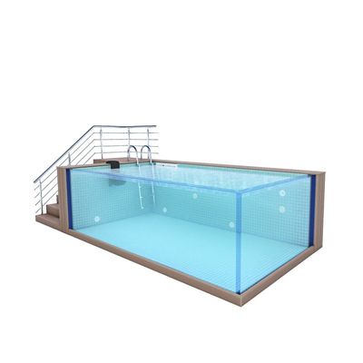 Piscina exterior sobre el suelo con montaje rápido y ventana acrílica