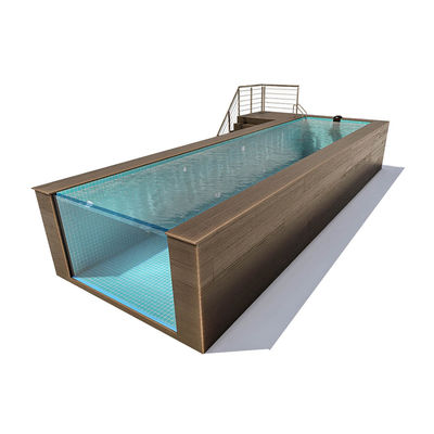 Piscina exterior sobre el suelo con montaje rápido y ventana acrílica