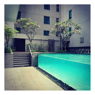 Piscina exterior acrílica de techo moderno personalizado con pared infinita transparente