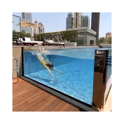 Venta directa de la hoja acrílica de acuario de peces rectángulo personalizado para la piscina en el suelo