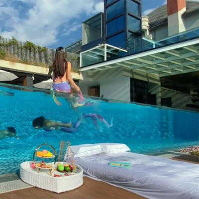 Piscina de vidrio transparente con plexi acrílico y piscina acrílica PMMA