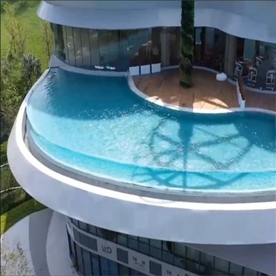 Piscina de vidrio transparente con plexi acrílico y piscina acrílica PMMA