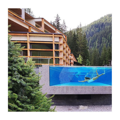 Piscina de acrílico con construcción de vidrio por encima del suelo y grosor 30 mm-950 mm