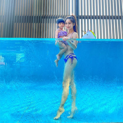 Piscina de acrílico con construcción de vidrio por encima del suelo y grosor 30 mm-950 mm