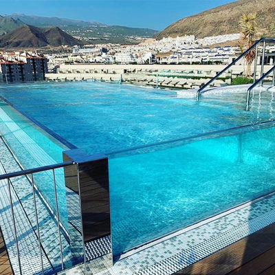 Piscina de acrílico con construcción de vidrio por encima del suelo y grosor 30 mm-950 mm