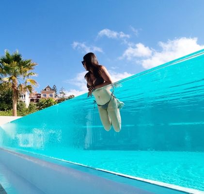 Piscina familiar duradera AUPOOL Piscina exterior de diseño moderno de acrílico transparente